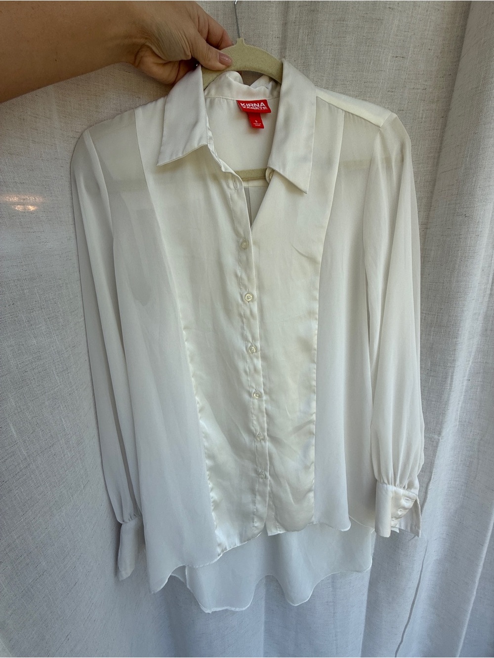 Kirna Zabête for Target Ivory Sheer Satin Button Down Blouse S